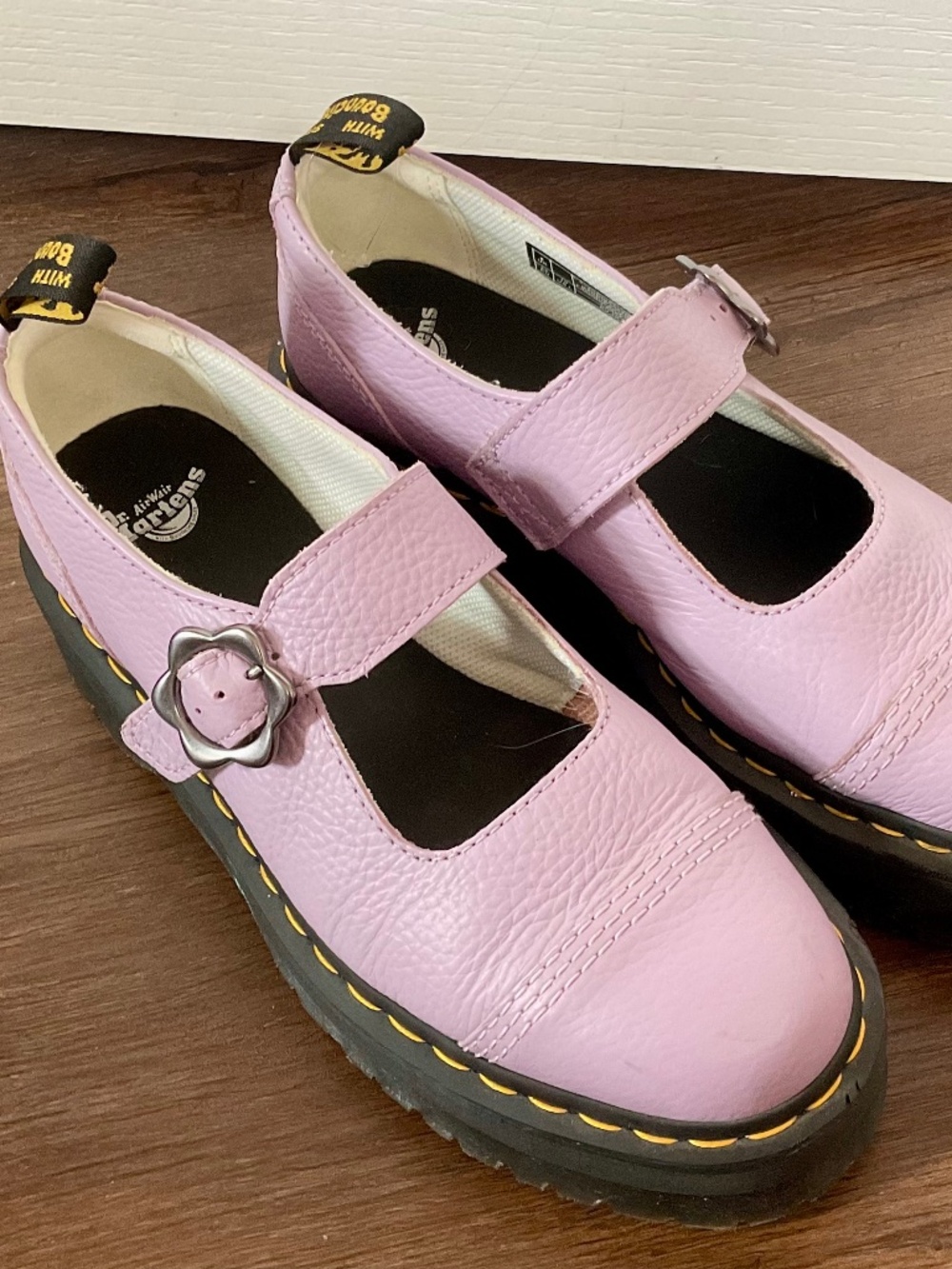 Dr Martens Addina Flwr Lilac Purple Leather Mary Jane Platform Women's Size US10